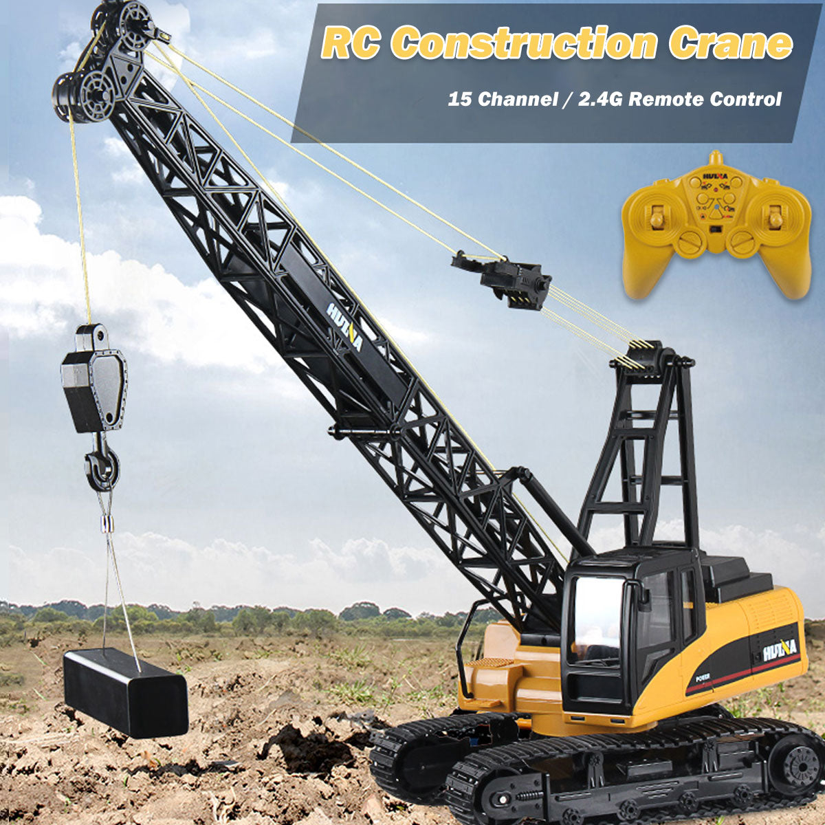Huina RC CRANE 1:14 2.4Ghz Construction Tower Excavator Truck Toy Kids Boys Gift 12