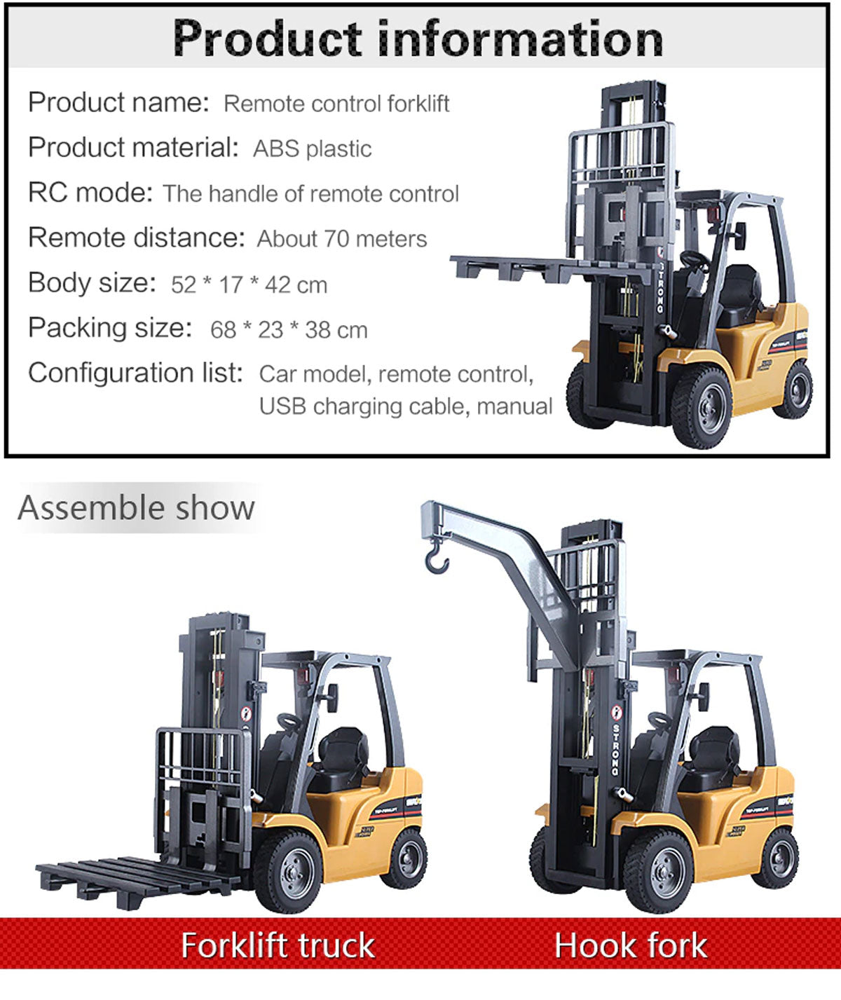 Huina 1/10 RC 8CH ForkLift Excavator Industrial Construction Engineering Vehicle Truck Kids Adult Toys alloy 3