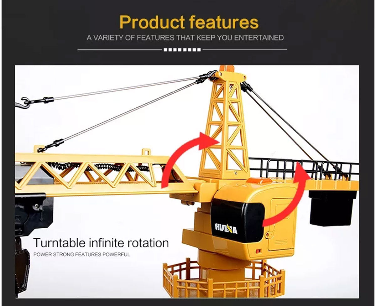 HUINA 1/14 12CH RC Alloy Tower Crane Engineering Construction Vehicle Toy Kids Car 4