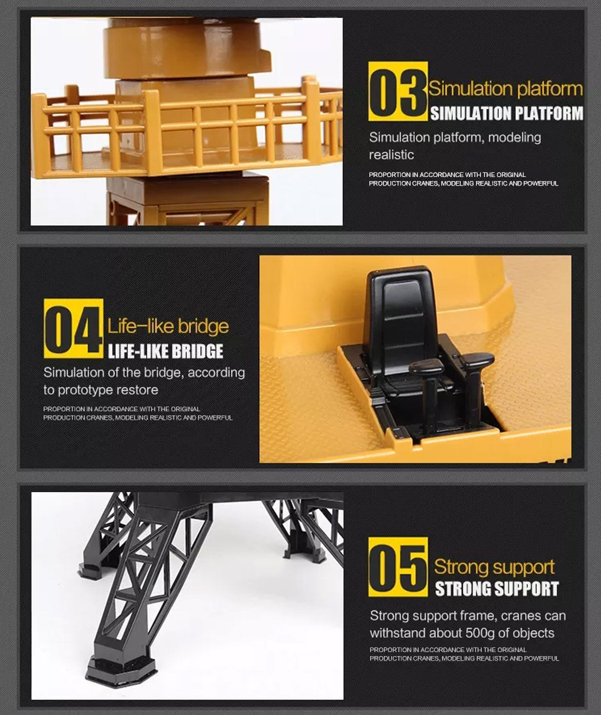 HUINA 1/14 12CH RC Alloy Tower Crane Engineering Construction Vehicle Toy Kids Car 8