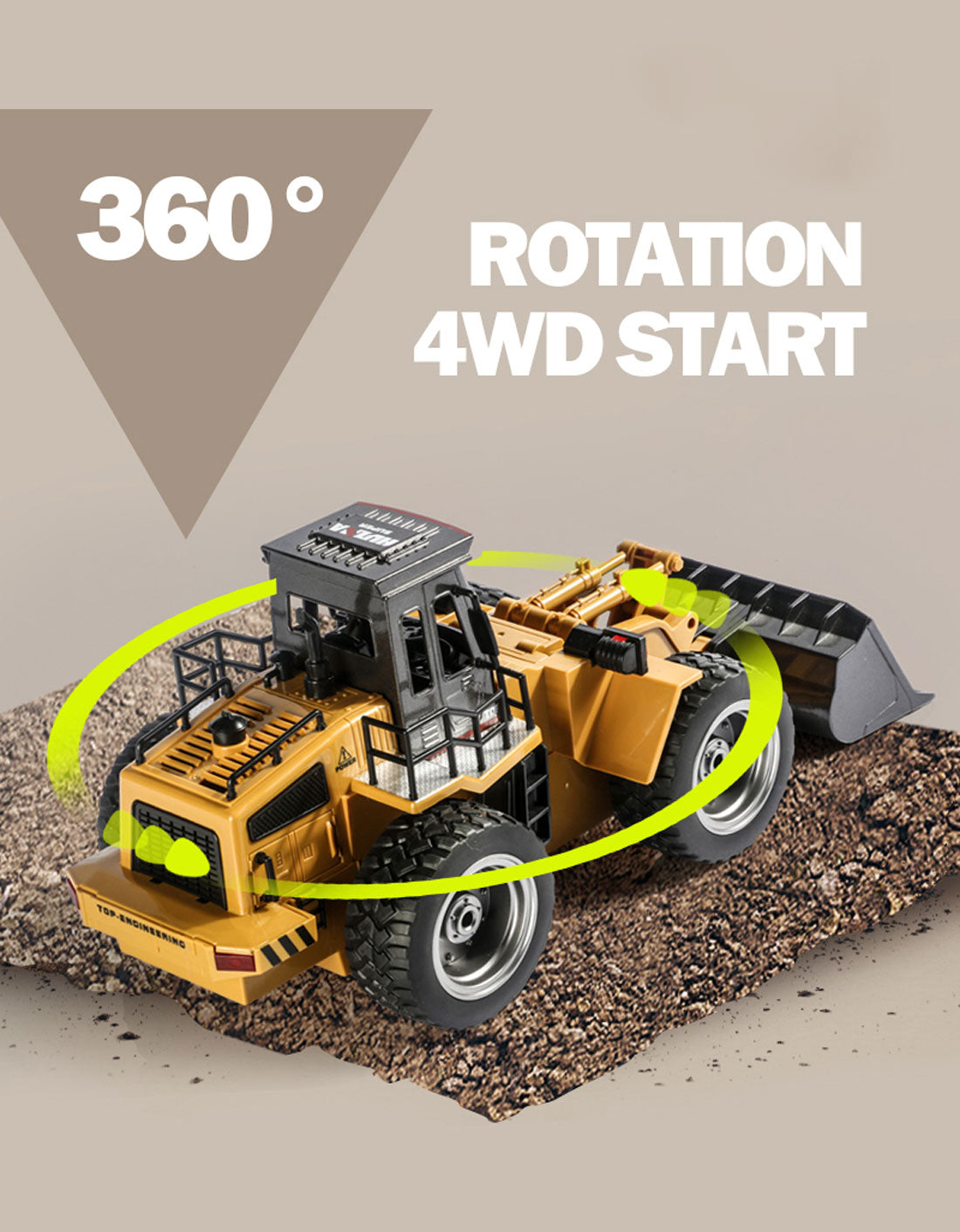 HUINA 1/18 6CH RC Alloy Construction Loader Bulldozer Engineering Vehicle Toy 4
