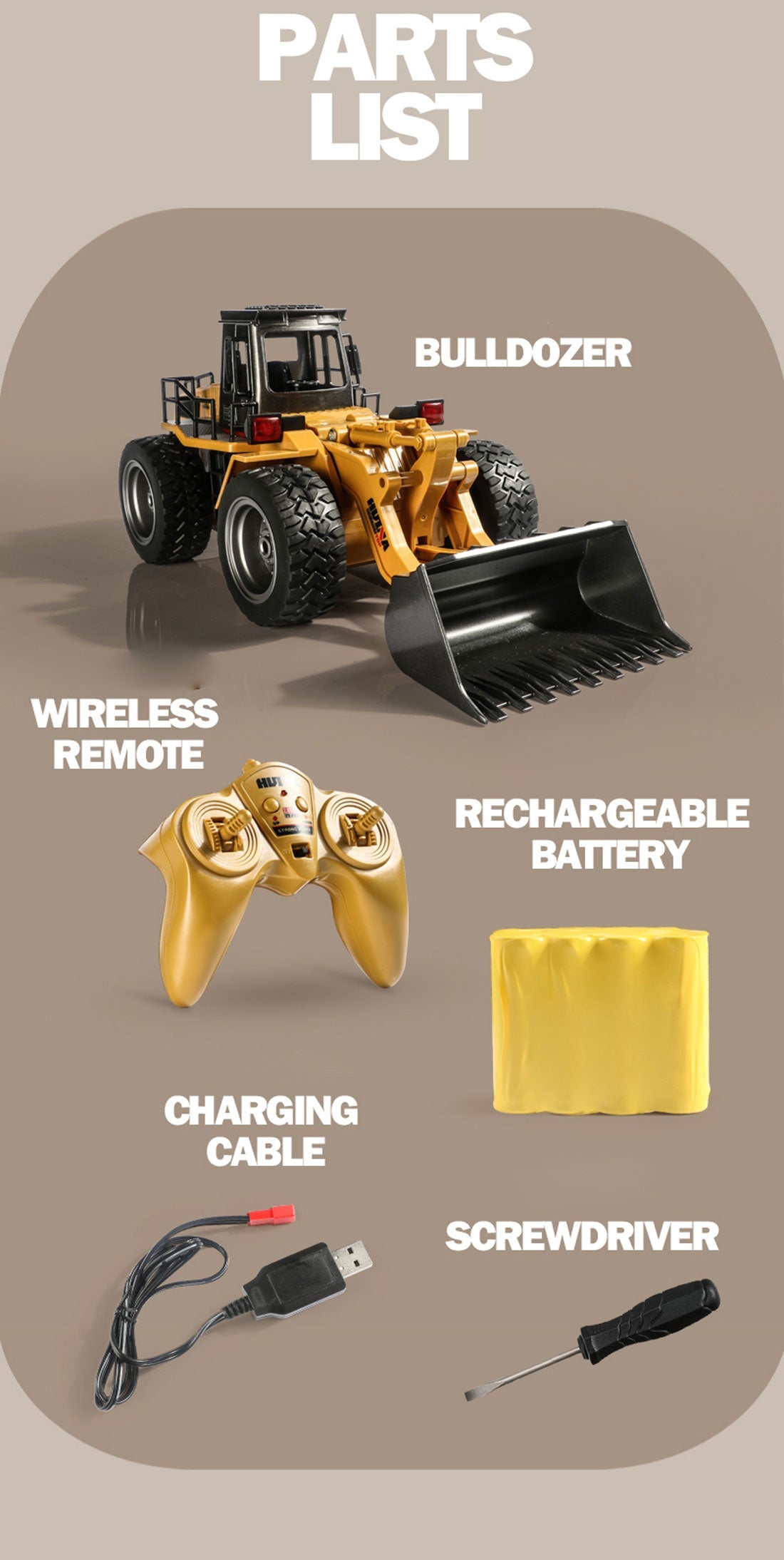 HUINA 1/18 6CH RC Alloy Construction Loader Bulldozer Engineering Vehicle Toy 11