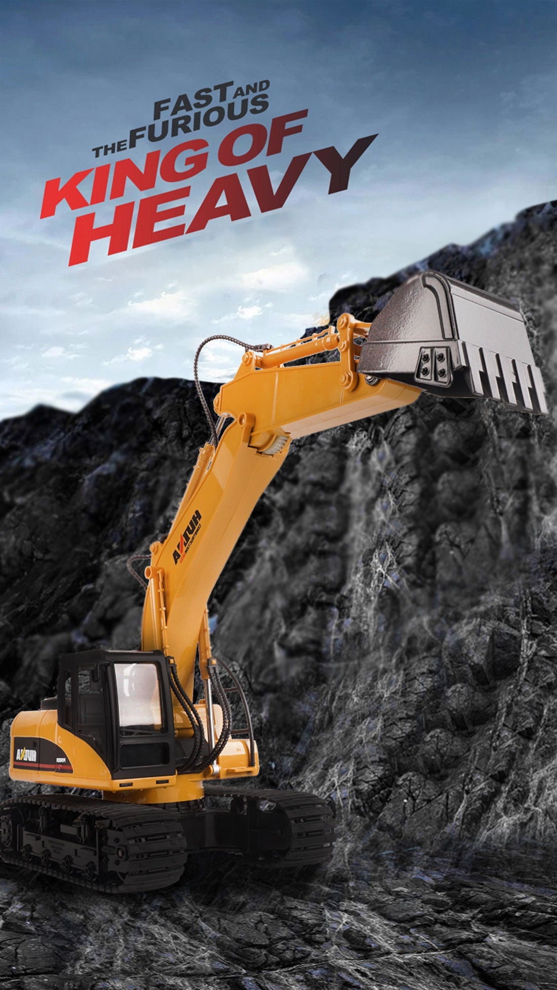 HUINA 1/14 15CH RC Alloy Excavator Construction Engineering Vehicle Digger Toy Gift 3