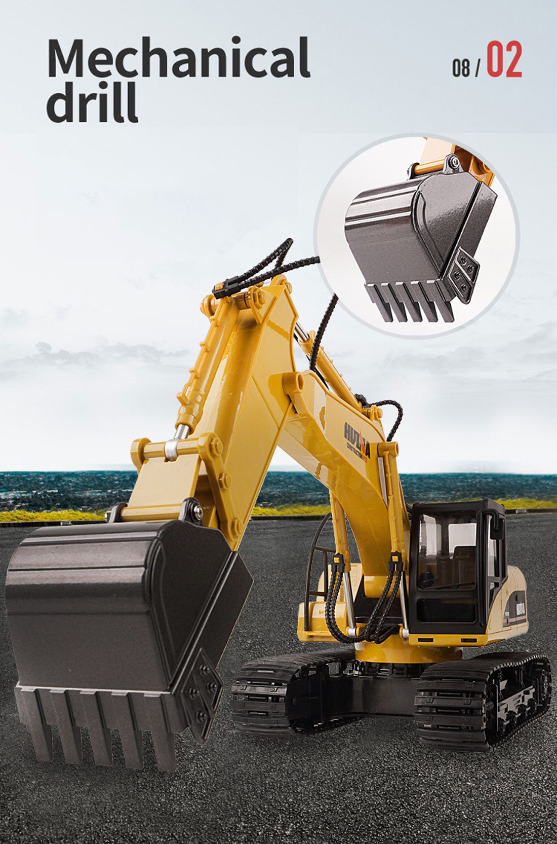 HUINA 1/14 15CH RC Alloy Excavator Construction Engineering Vehicle Digger Toy Gift 4