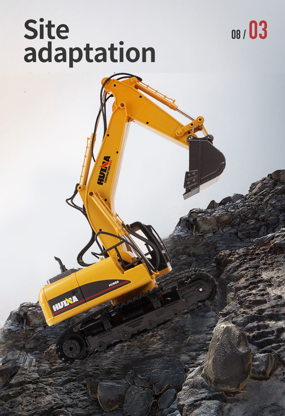 HUINA 1/14 15CH RC Alloy Excavator Construction Engineering Vehicle Digger Toy Gift 5