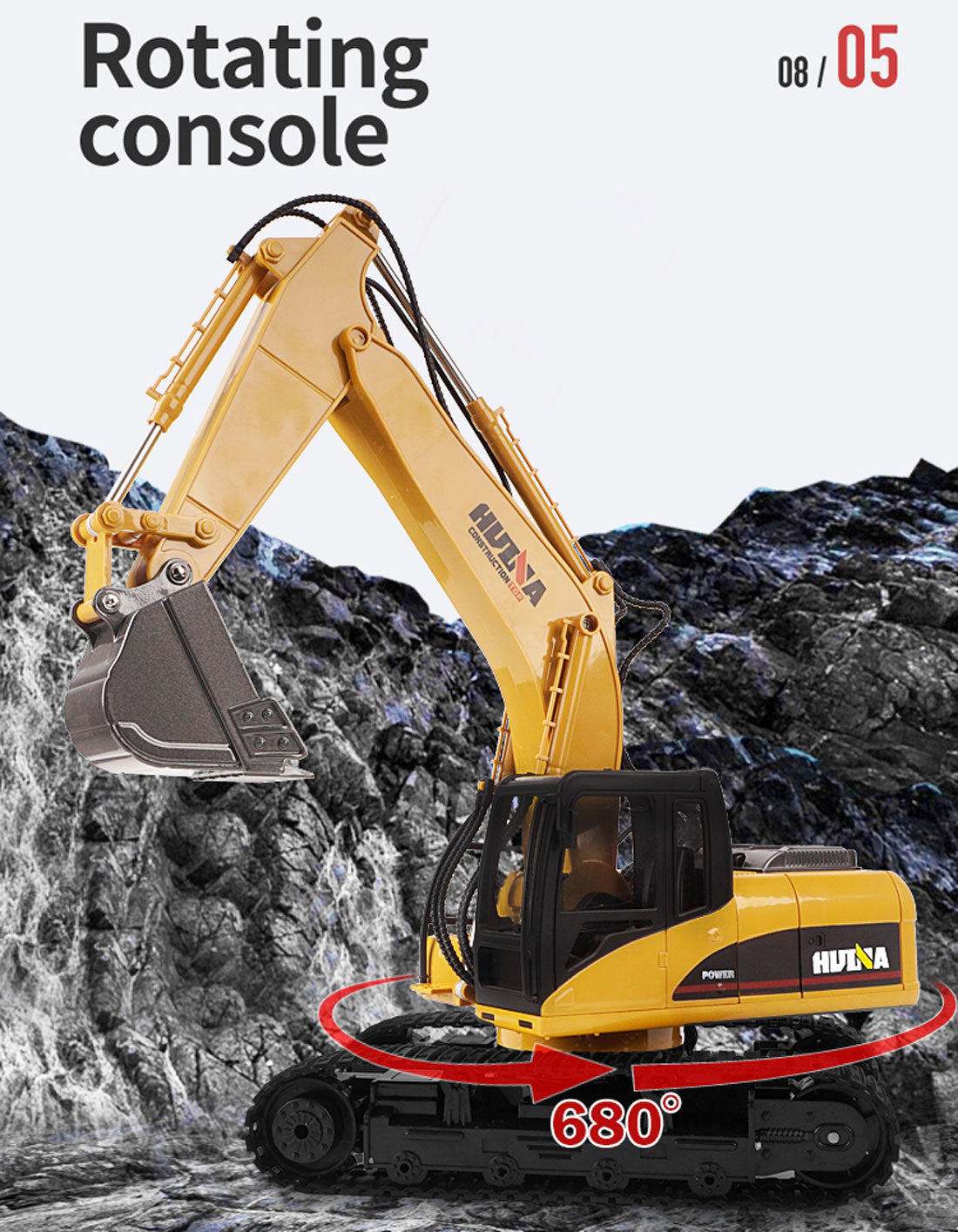 HUINA 1/14 15CH RC Alloy Excavator Construction Engineering Vehicle Digger Toy Gift 7