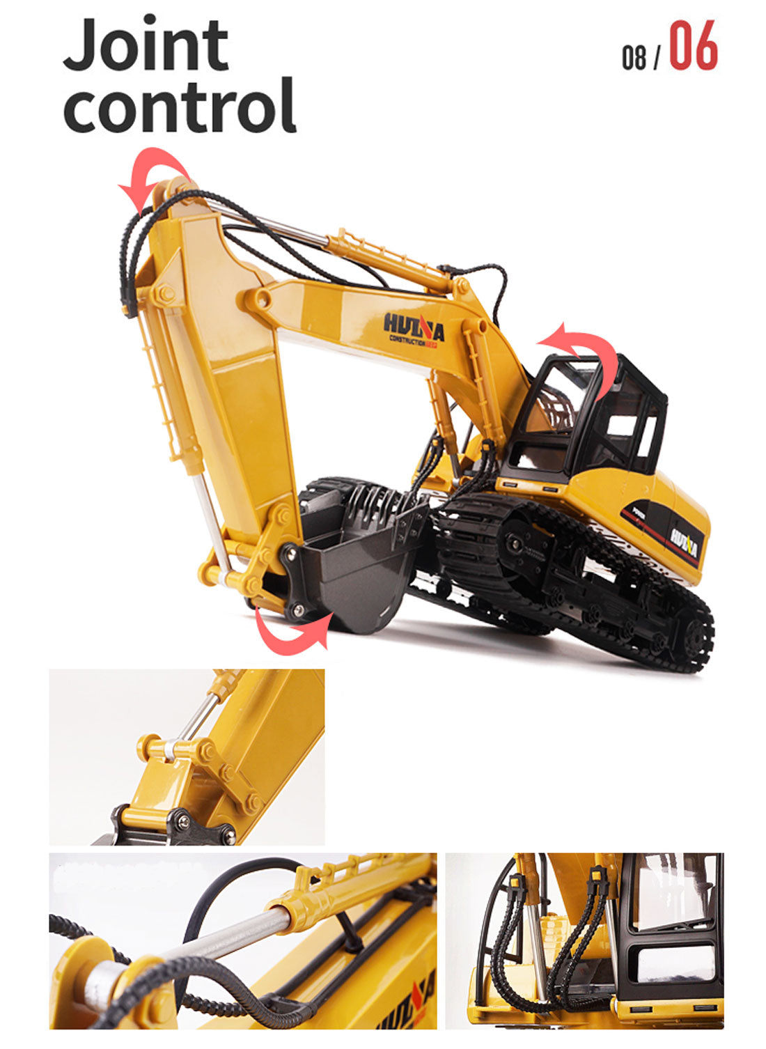 HUINA 1/14 15CH RC Alloy Excavator Construction Engineering Vehicle Digger Toy Gift 8