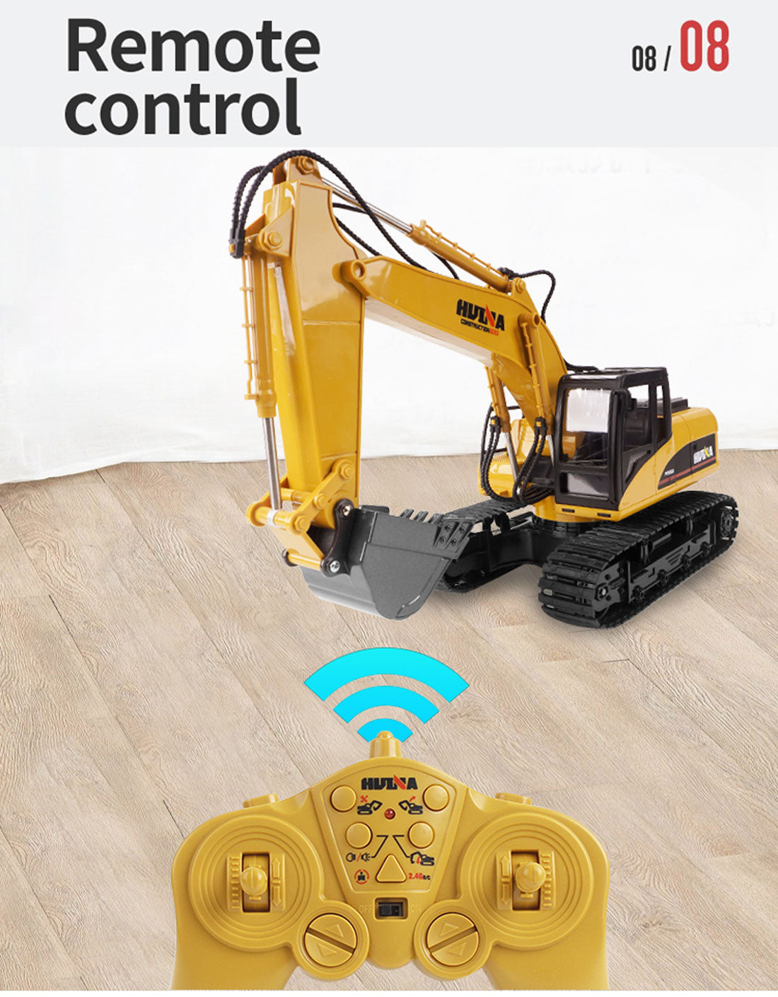 HUINA 1/14 15CH RC Alloy Excavator Construction Engineering Vehicle Digger Toy Gift 10