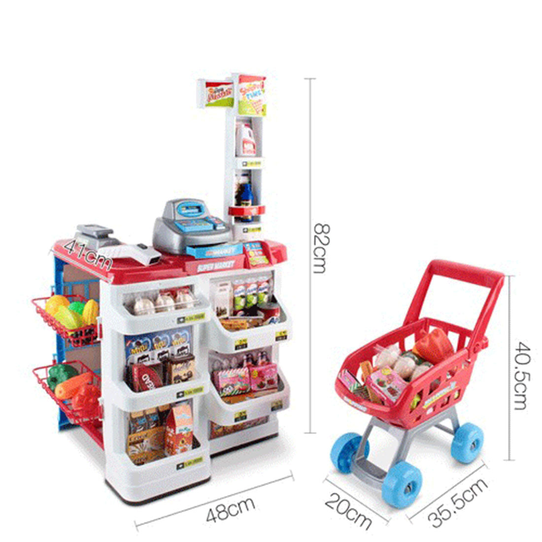Supermarket Play Set Grocery Shopping Pretend Role Play w/ Trolley 10