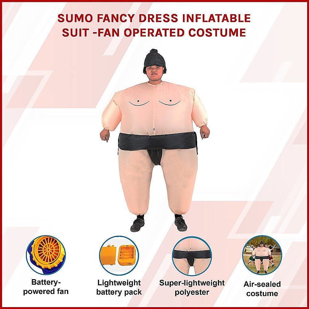 SUMO Fancy Dress Inflatable Suit -Fan Operated Costume 3