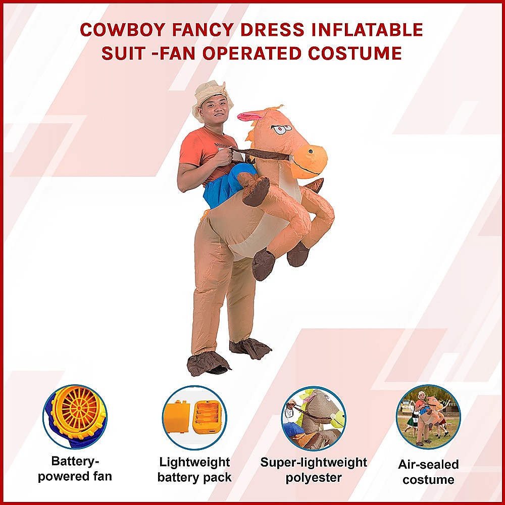 COWBOY Fancy Dress Inflatable Suit -Fan Operated Costume 3