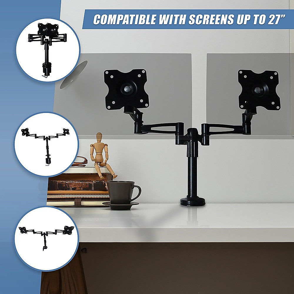 Two-Screen 10-25" Desk Monitor TV Plasma LED LCD Work Mount 6