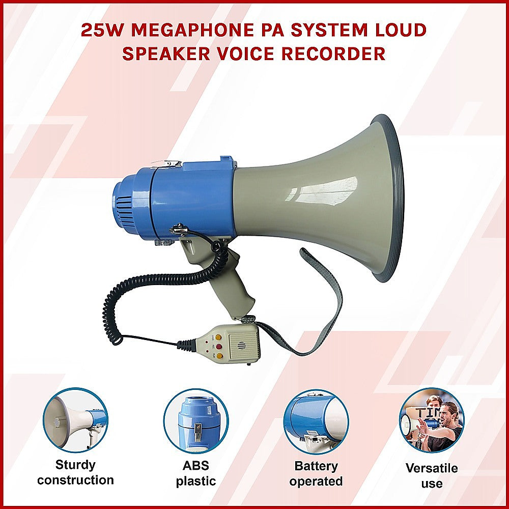 25W Megaphone PA System Loud Speaker Voice Recorder 3