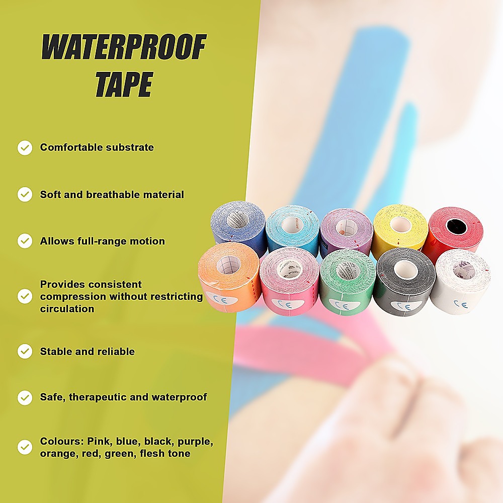 10x 5Mx5CM of Waterproof Kinesiology Sports Tape 10