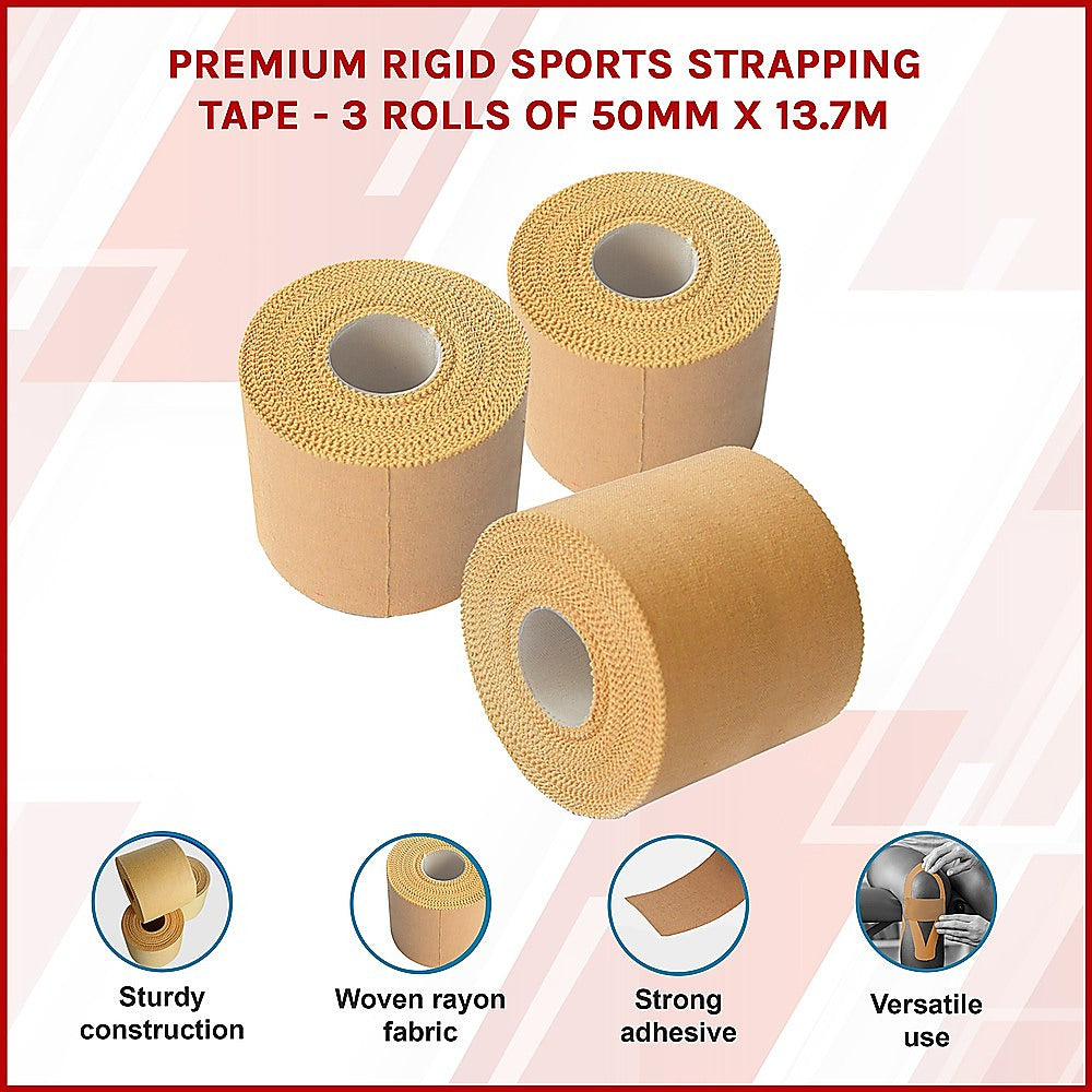 Premium Rigid Sports Strapping Tape - 3 Rolls of 50mm X 13.7M 3