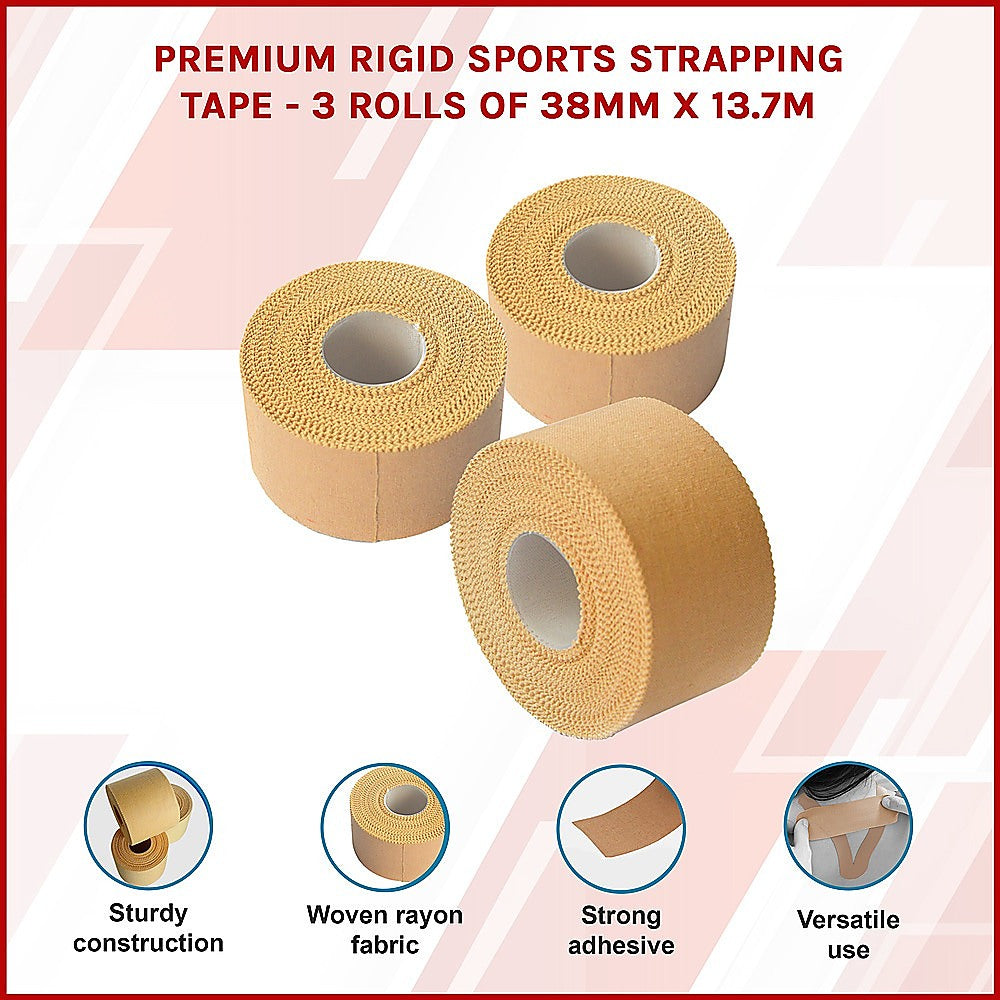 Premium Rigid Sports Strapping Tape - 3 Rolls of 38mm X 13.7M 3