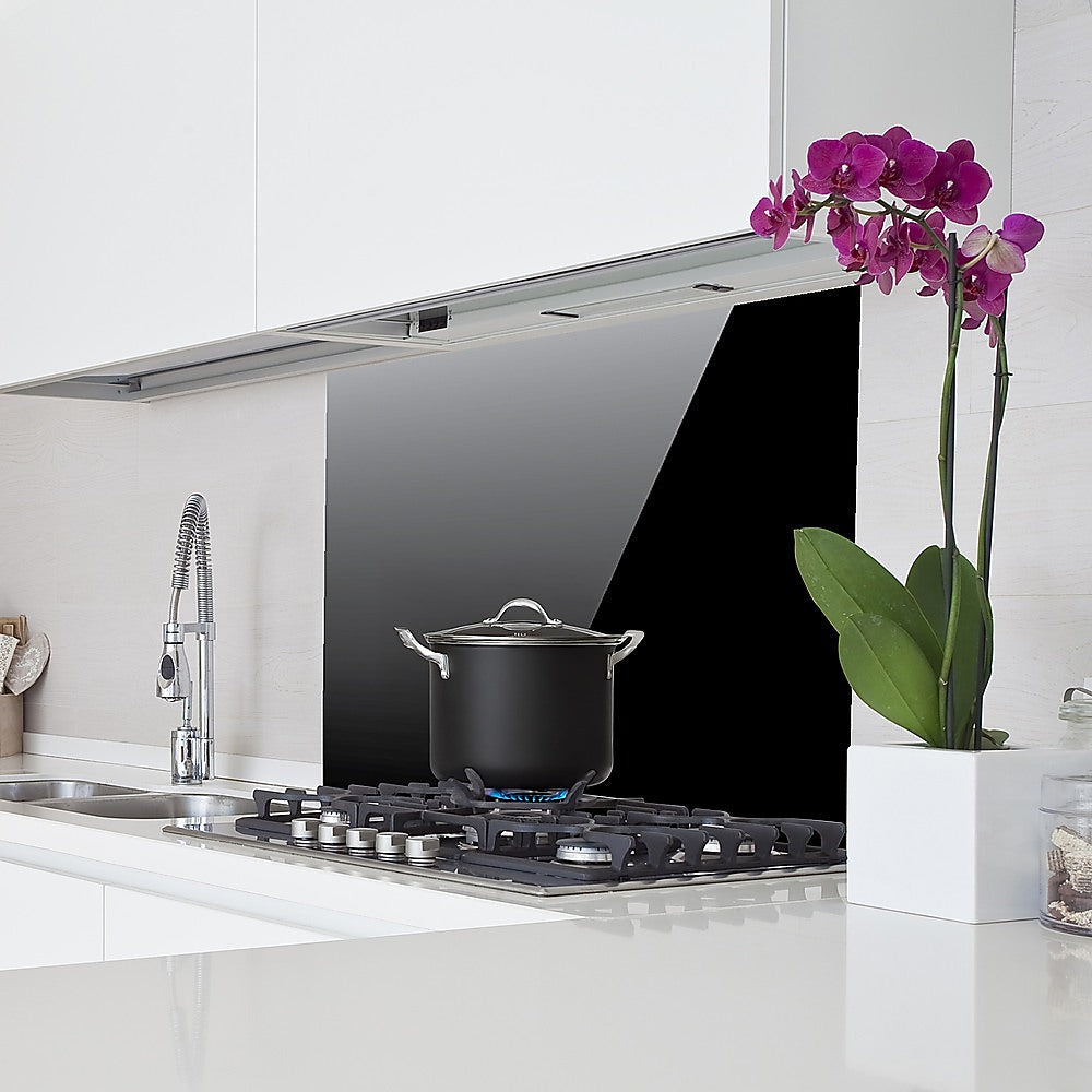 Toughened 60cm x 75cm Black Glass Kitchen Splashback 6