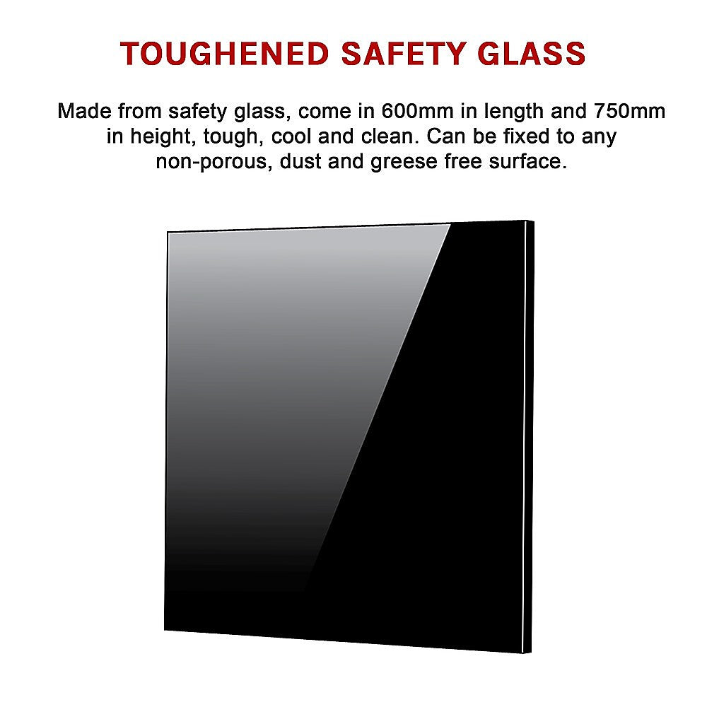 Toughened 60cm x 75cm Black Glass Kitchen Splashback 10