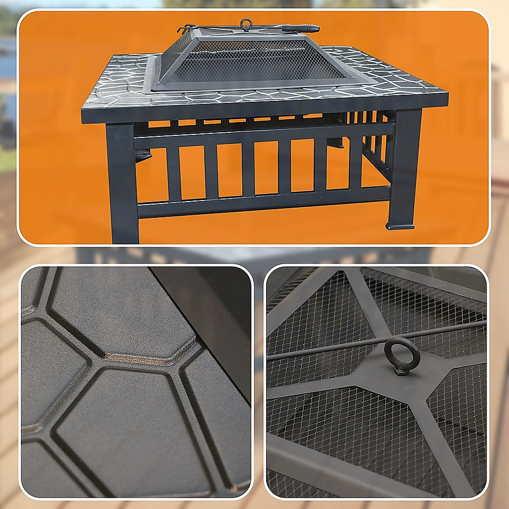 18" Square Metal Fire Pit Outdoor Heater 8