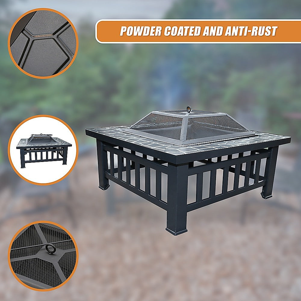 18" Square Metal Fire Pit Outdoor Heater 9