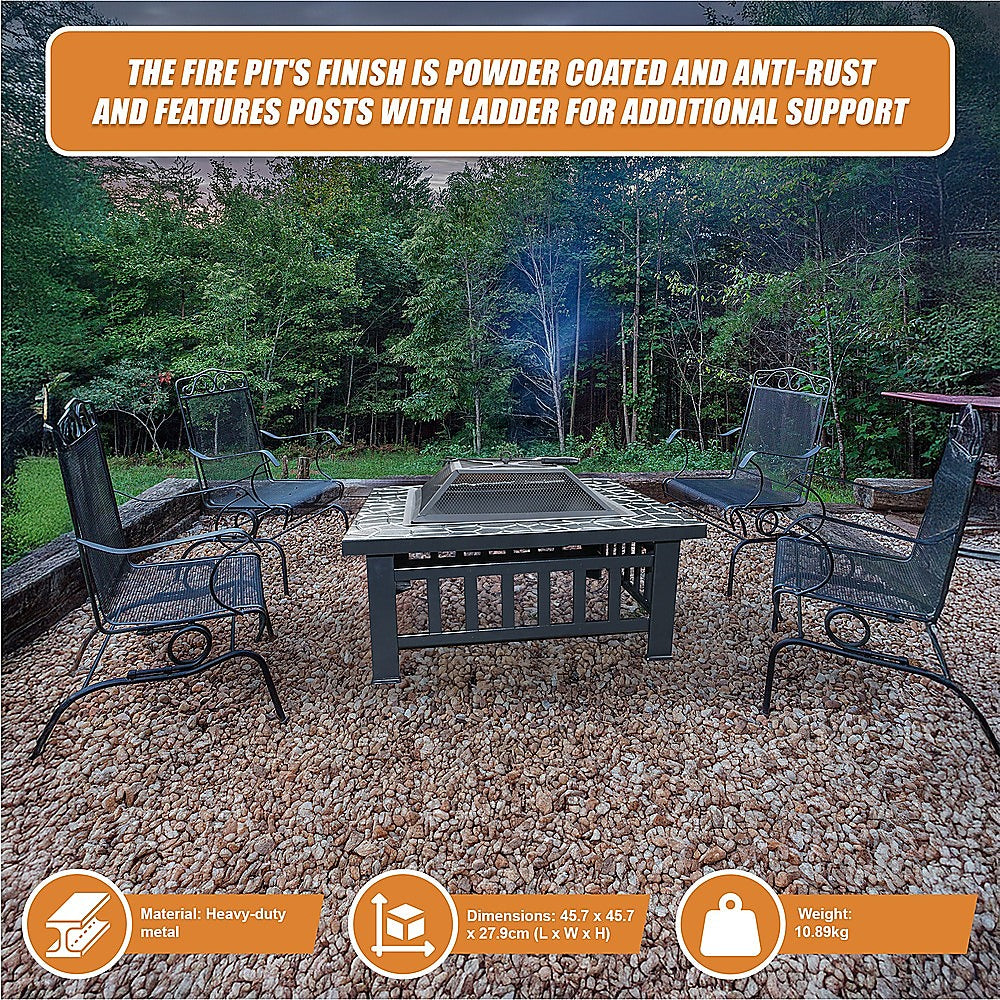 18" Square Metal Fire Pit Outdoor Heater 10