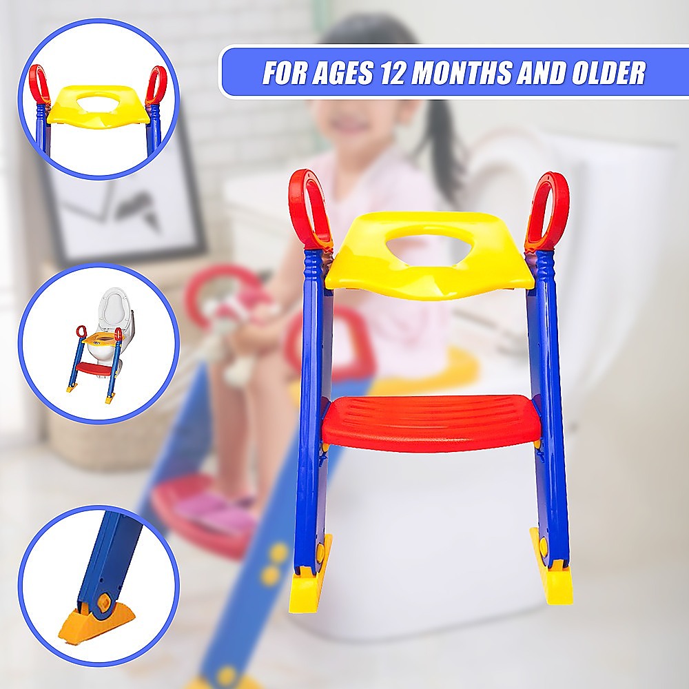 Kids Toilet Ladder Toddler Potty Training Seat 8
