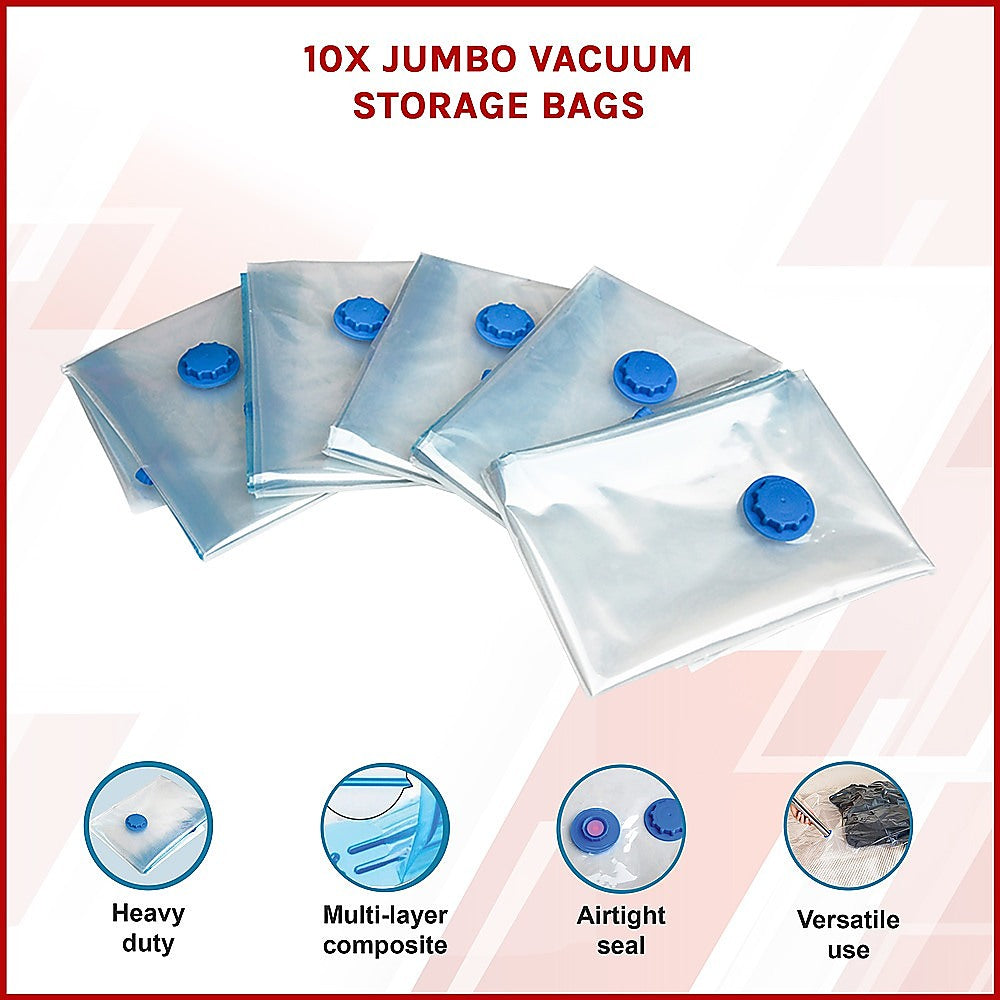 10X Jumbo Vacuum Storage Bags – Space Saver Seal Bags for Clothes, Bedding, Blankets & Travel Organisation 3