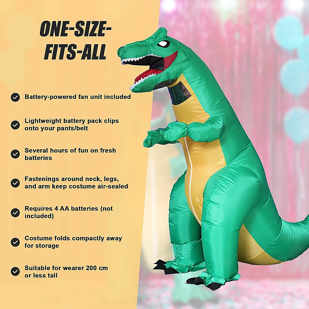 Dinosaur T-Rex Fancy Dress Fan Inflatable Costume Tyrannosaurus Suit 12