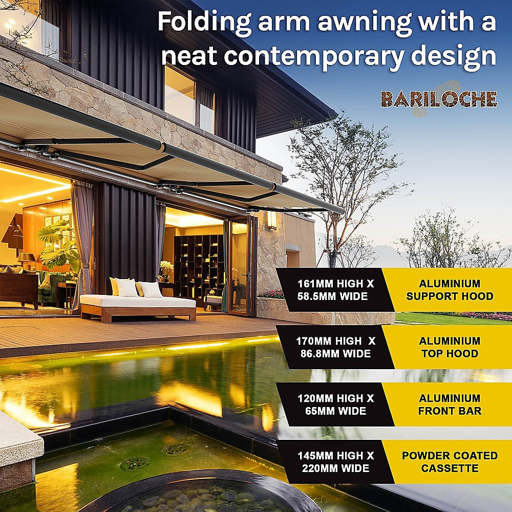 4.0m x 3.0m Retractable Folding Arm Awning Heavy Duty Full Cassette Motorised 9