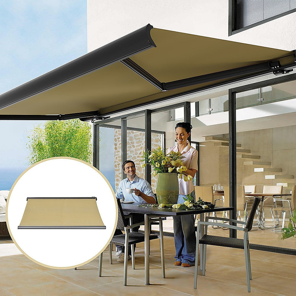 5.0m x 3.0m Retractable Folding Arm Awning Heavy Duty Full Cassette Motorised 5