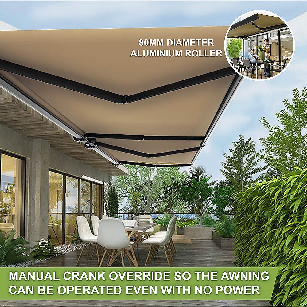 5.0m x 3.0m Retractable Folding Arm Awning Heavy Duty Full Cassette Motorised 8