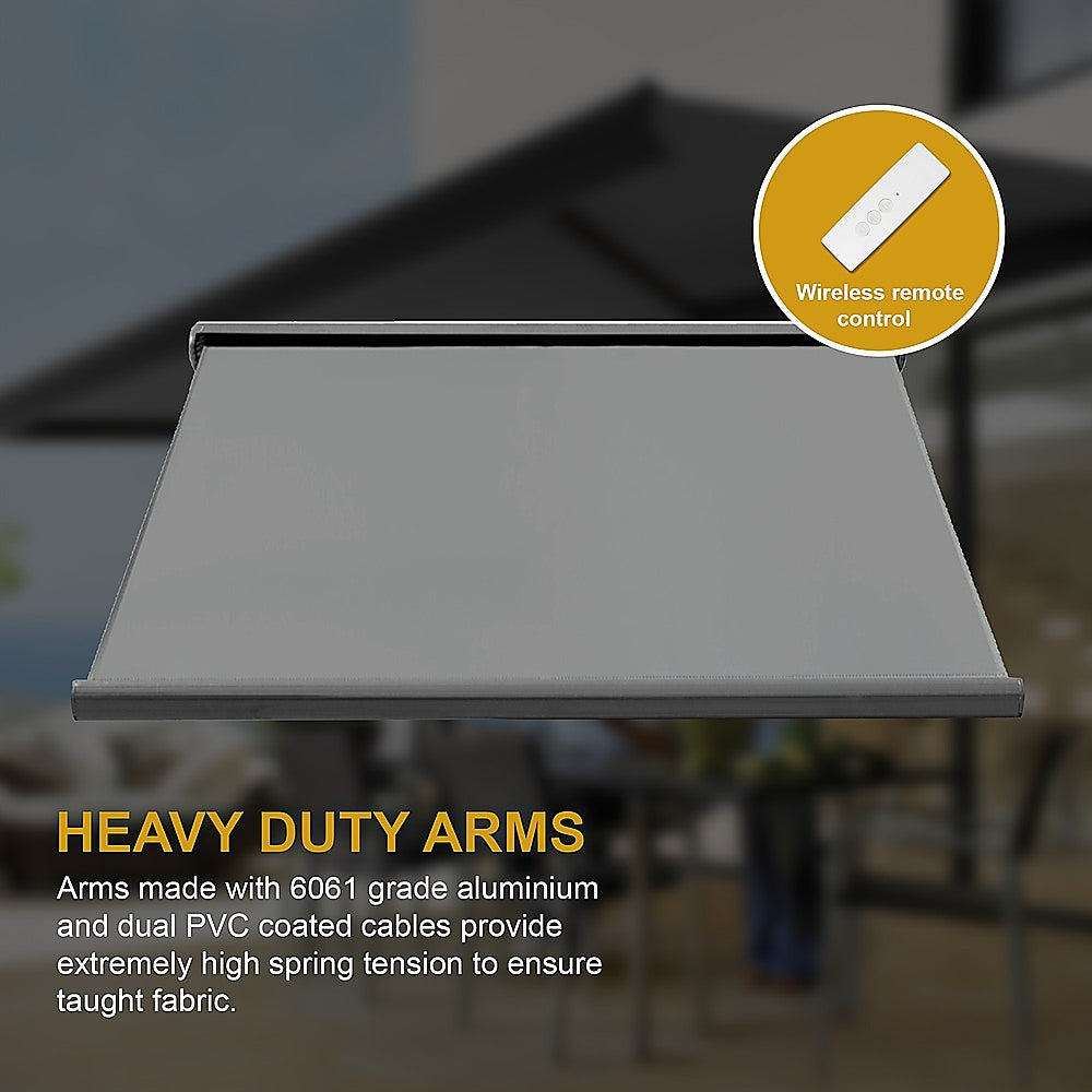 5.0m x 3.0m Retractable Folding Arm Awning Heavy Duty Full Cassette Motorised 6