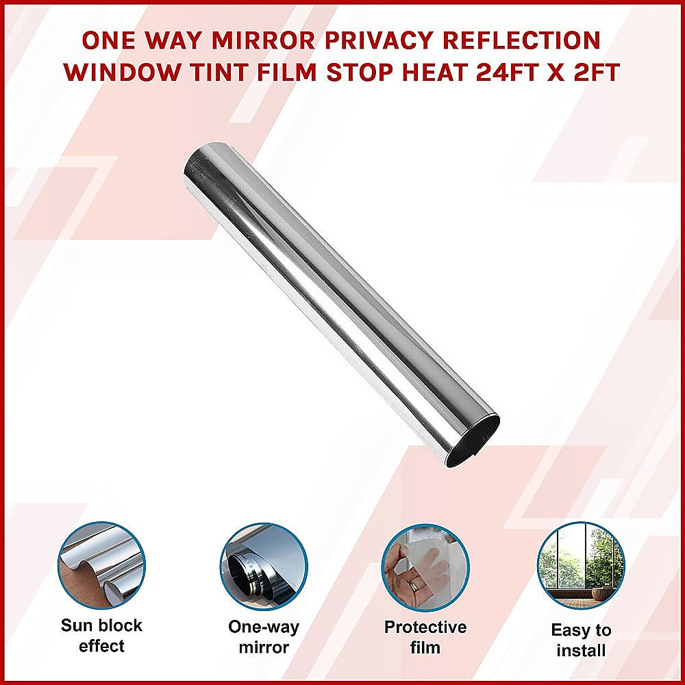 One Way Mirror Privacy Reflection Window Tint Film STOP HEAT 24Ft x 2Ft 3