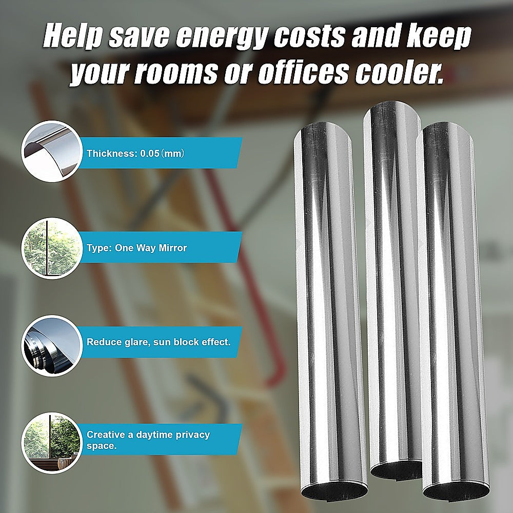 One Way Mirror Privacy Reflection Window Tint Film STOP HEAT 24Ft x 2Ft 6