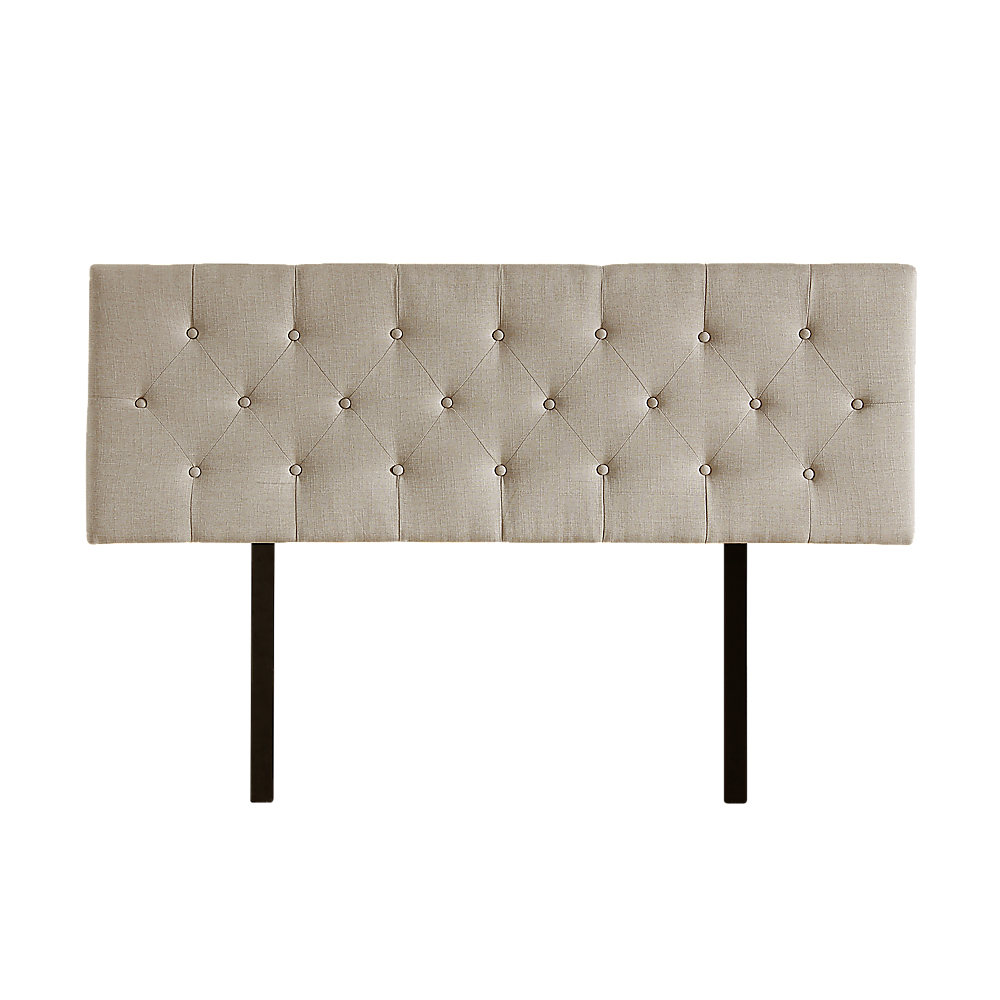 Linen Fabric Queen Bed Deluxe Headboard Bedhead - Beige 8