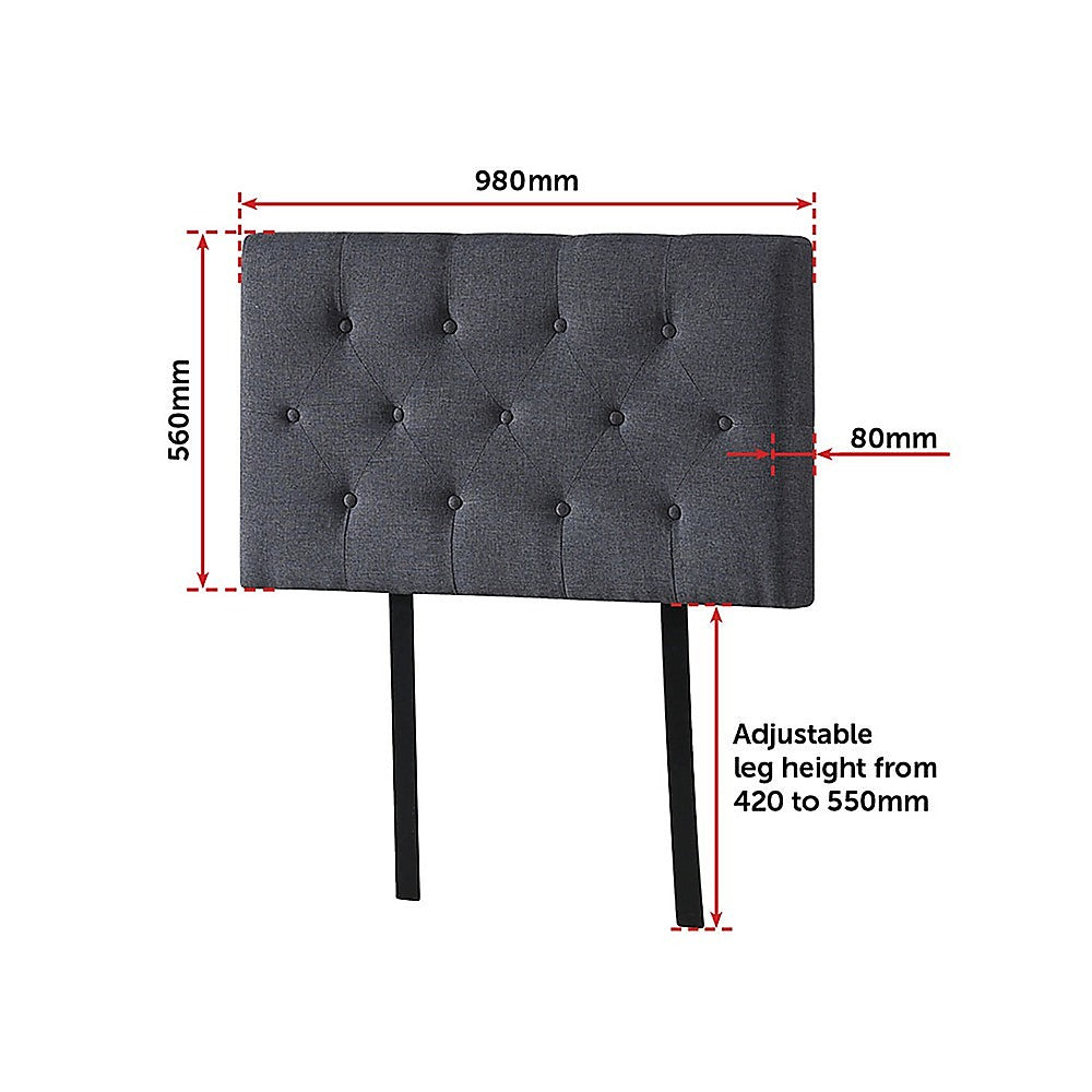 Linen Fabric Single Bed Deluxe Headboard Bedhead - Grey 6