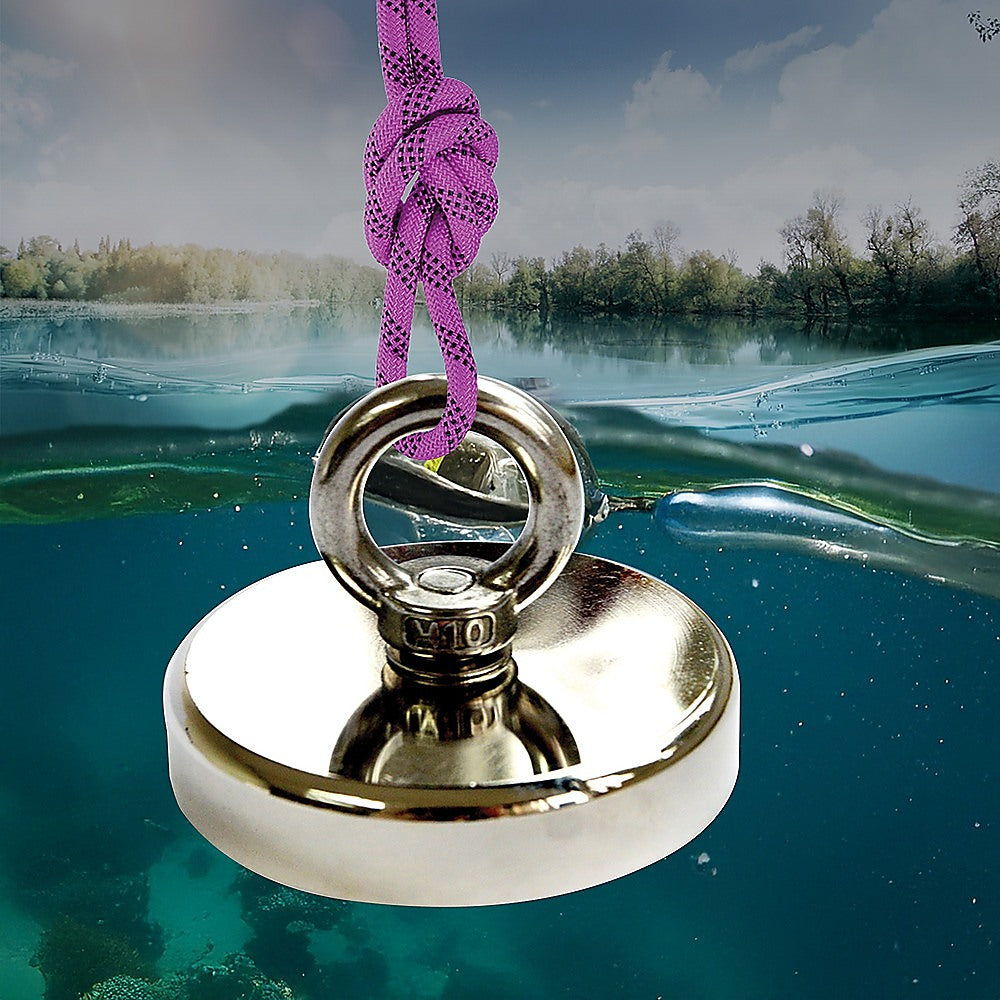 Round Neodymium Fishing Magnet with Countersunk Hole and Eyebolt, 500 LBS pull 5