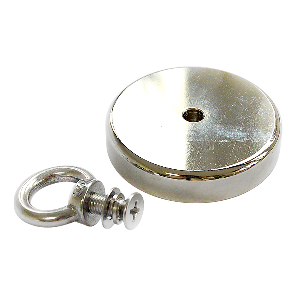 Round Neodymium Fishing Magnet with Countersunk Hole and Eyebolt, 500 LBS pull 4