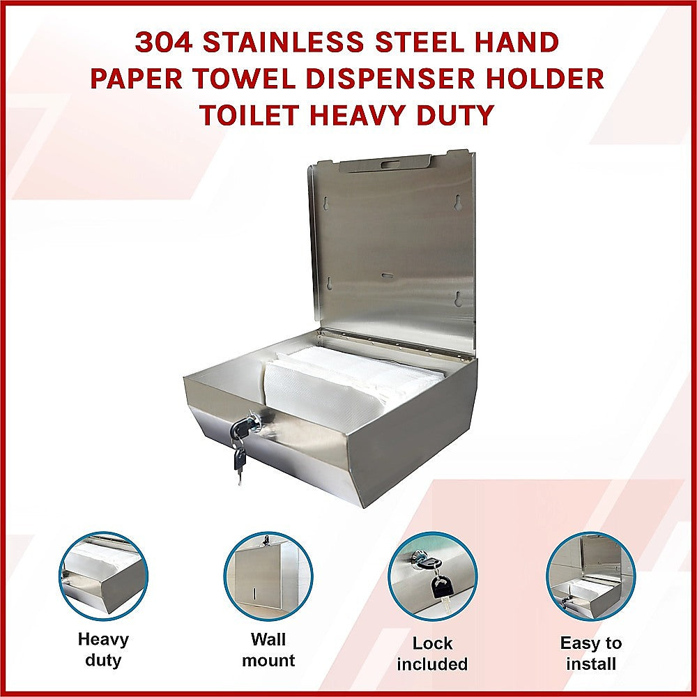 304 Stainless Steel Hand Paper Towel Dispenser Holder Toilet Heavy Duty 3