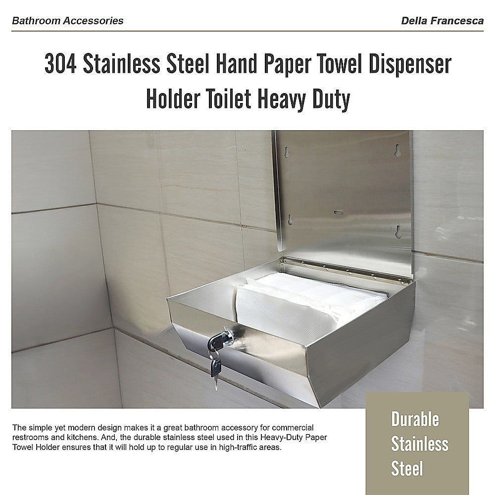 304 Stainless Steel Hand Paper Towel Dispenser Holder Toilet Heavy Duty 9