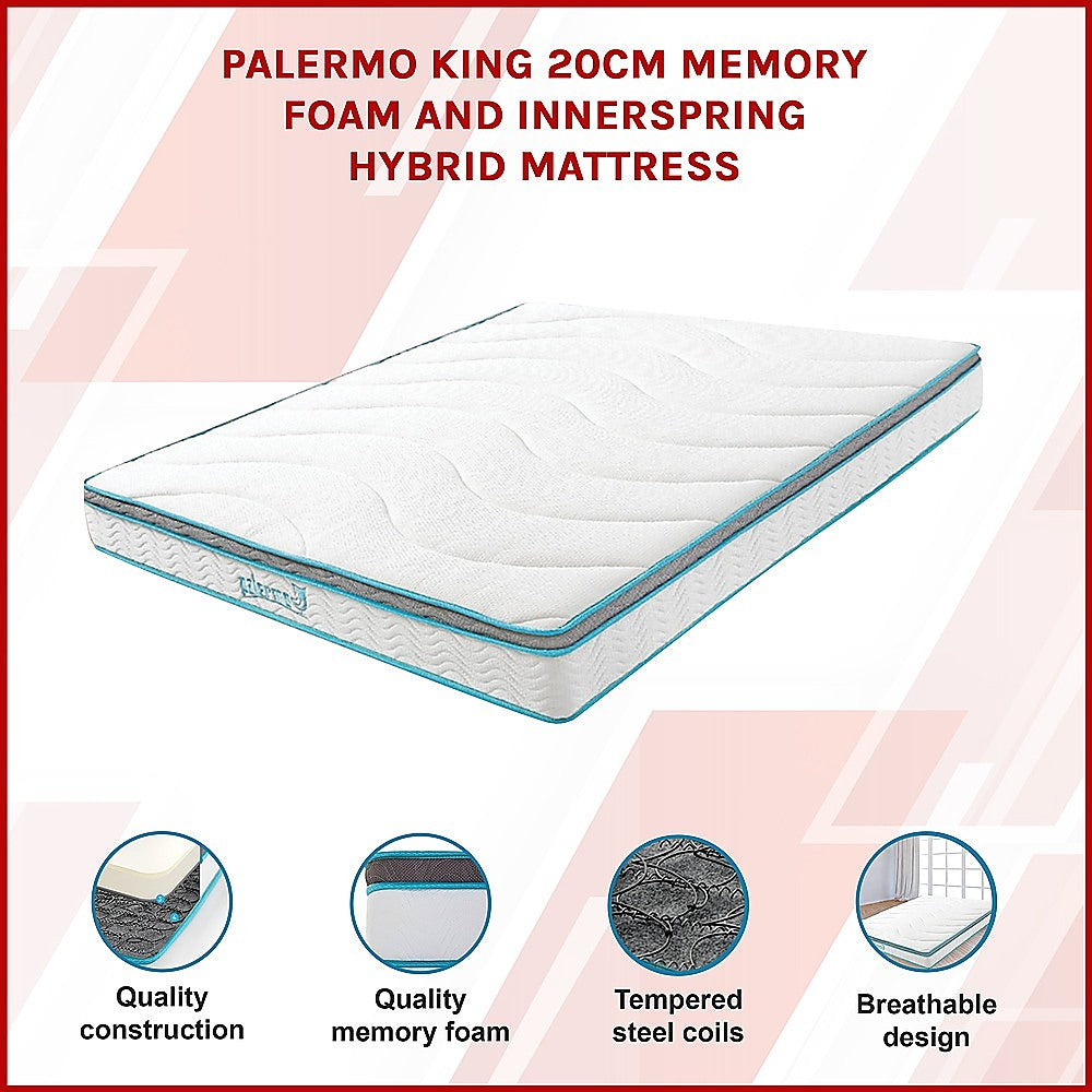 Palermo King 20cm Memory Foam and Innerspring Hybrid Mattress 3