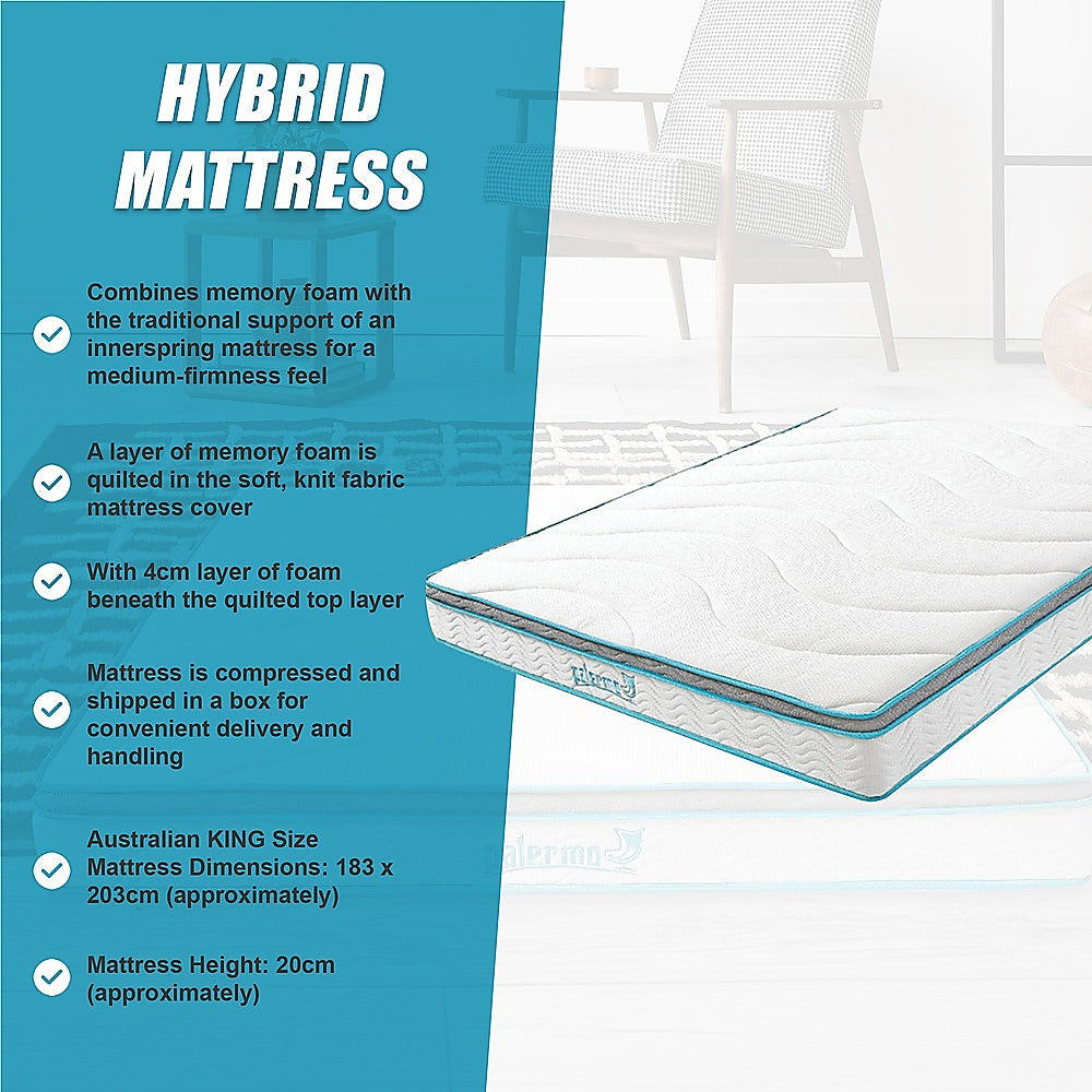 Palermo King 20cm Memory Foam and Innerspring Hybrid Mattress 10