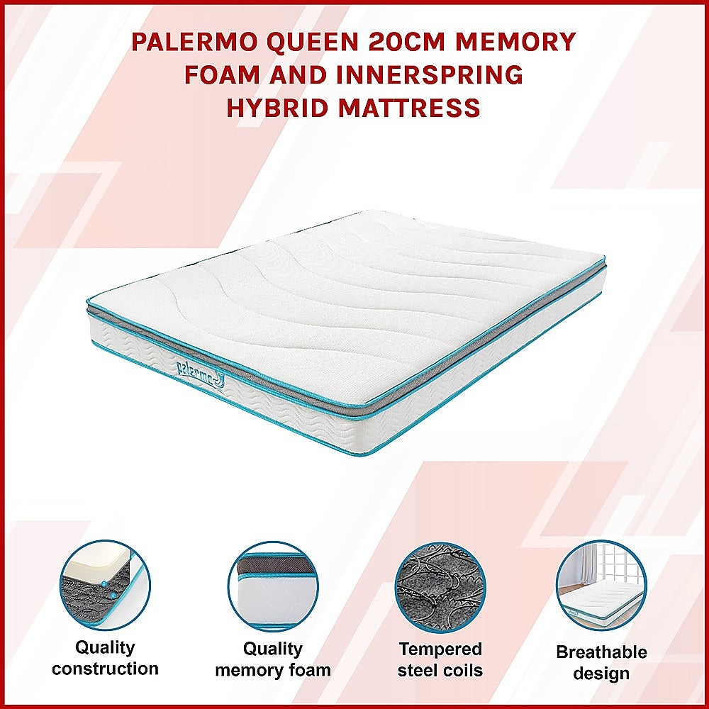 Palermo Queen 20cm Memory Foam and Innerspring Hybrid Mattress 3