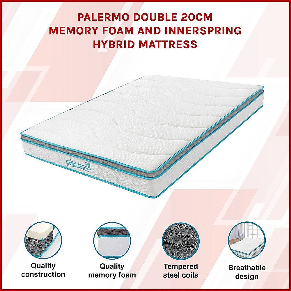 Palermo Double 20cm Memory Foam and Innerspring Hybrid Mattress 3