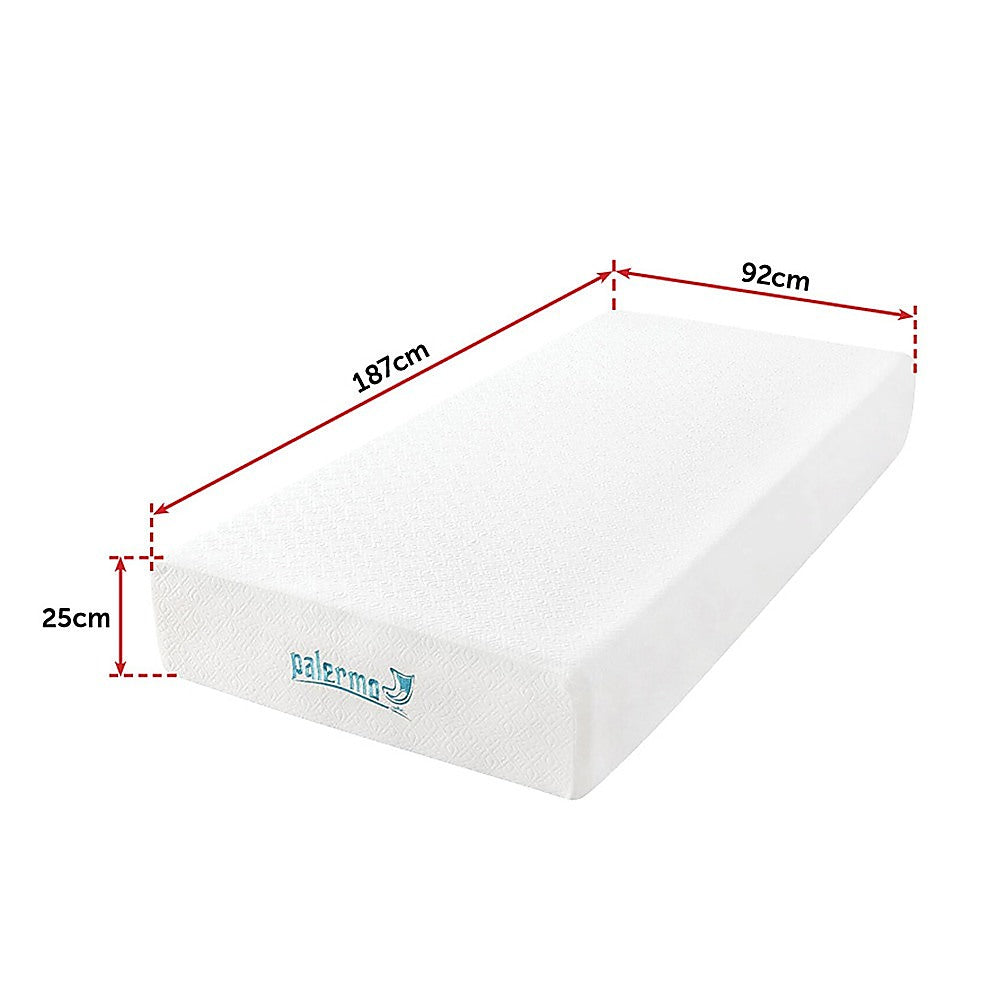 Palermo Single 25cm Gel Memory Foam Mattress - Dual-Layered - CertiPUR-US Certified 12