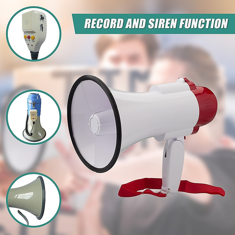 Audio Megaphone 25Watt Bull Horn with Siren 8
