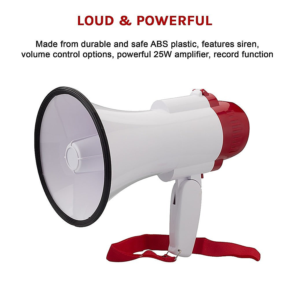 Audio Megaphone 25Watt Bull Horn with Siren 11