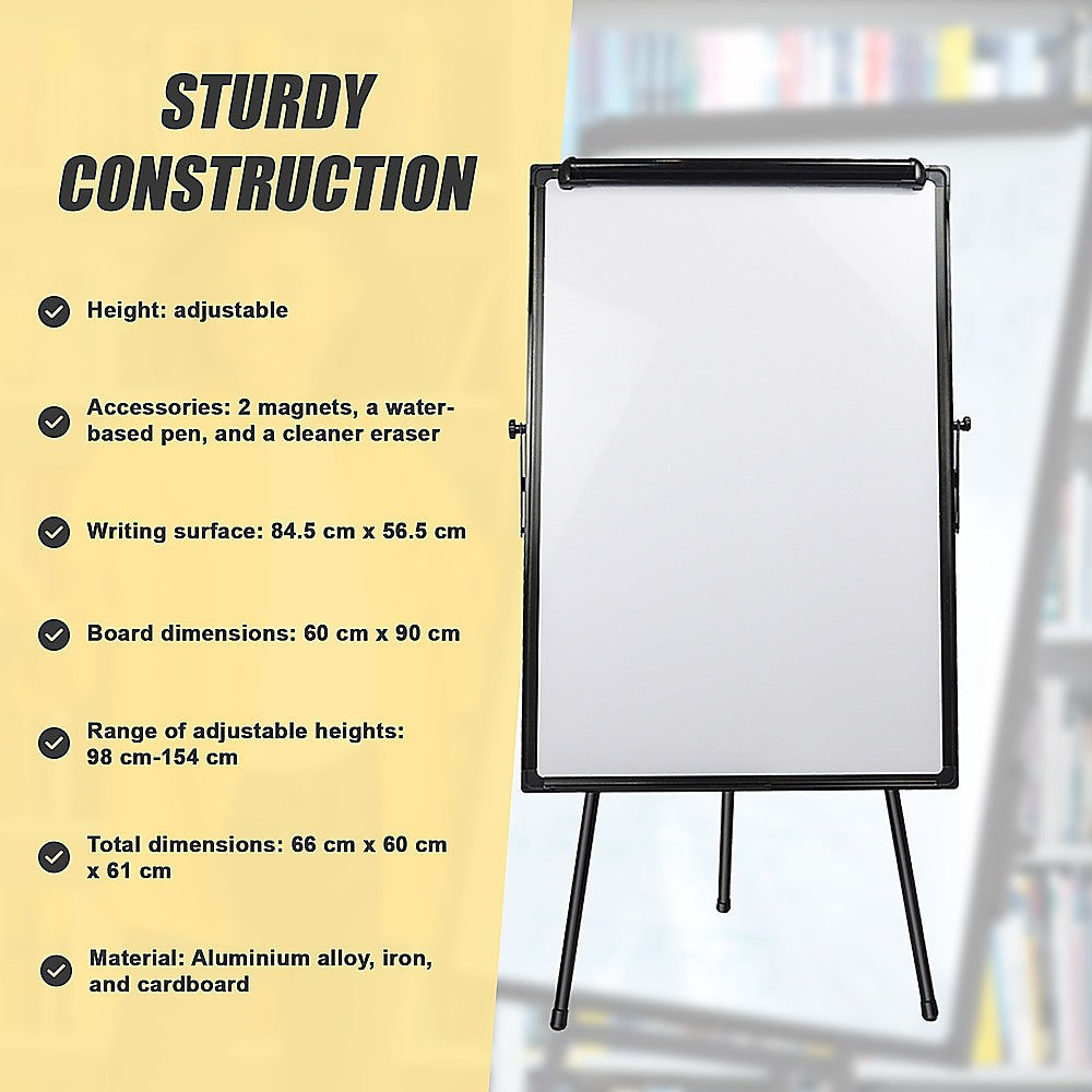 60 x 90cm Magnetic Writing Whiteboard Dry Erase w/ Height Adjustable Tripod Stand 10