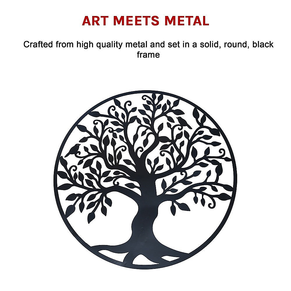 Black Tree of Life Wall Art Hanging Metal Iron Sculpture Garden 60cm 10
