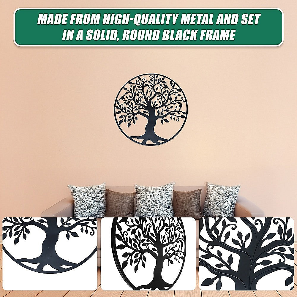 Black Tree of Life Wall Art Hanging Metal Iron Sculpture Garden 60cm 8